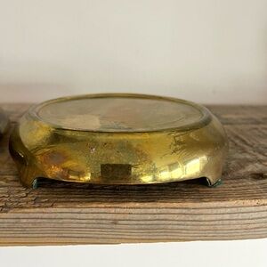 Solid brass pillar candle holders set 2